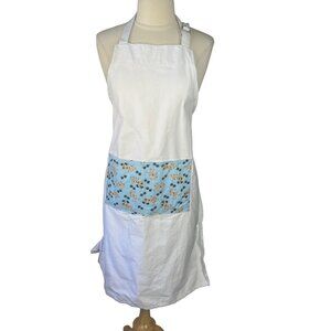 Dog Themed Apron Cooking Kitchen White Blue Pocket